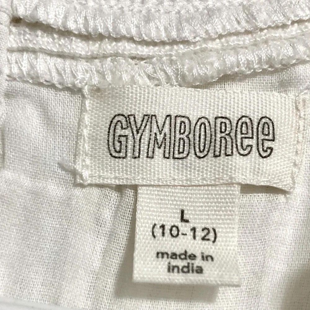 GYMBOREE Cream White Cap Ruffle Sleeves Babydoll Top Girls Large 10 12